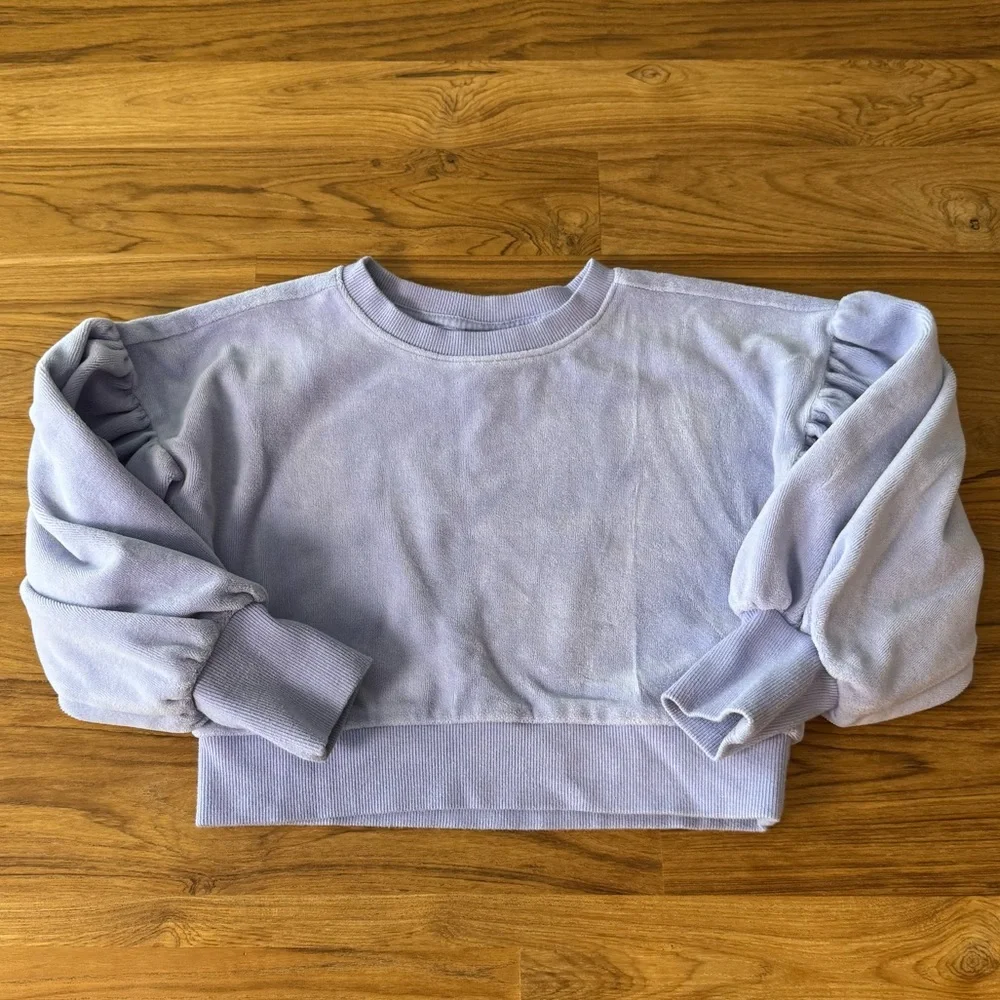JANIE + JACK Shirt Kids’ 6 Cropped Light Purple Velvety Material Long Sleeve